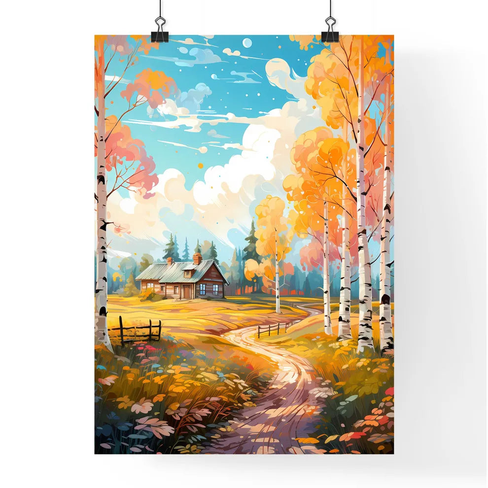 Abstract Rural Landscape With Small - A Hous Poster