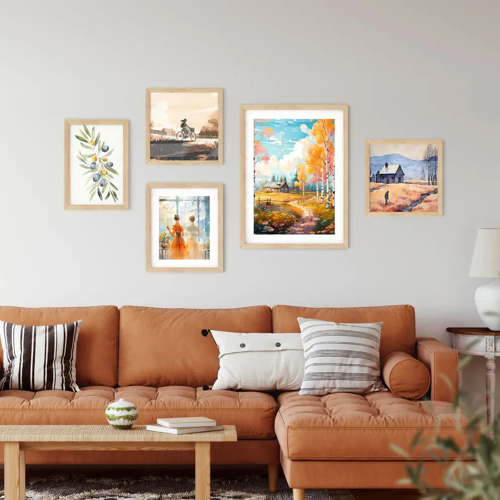 Abstract Rural Landscape With Small - A Hous Wall Art