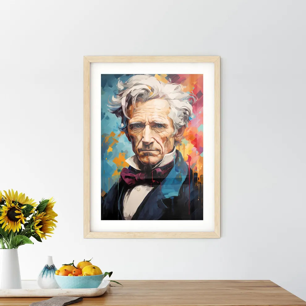 Andrew Jackson Potrait With Lines Painted -  Framed Print