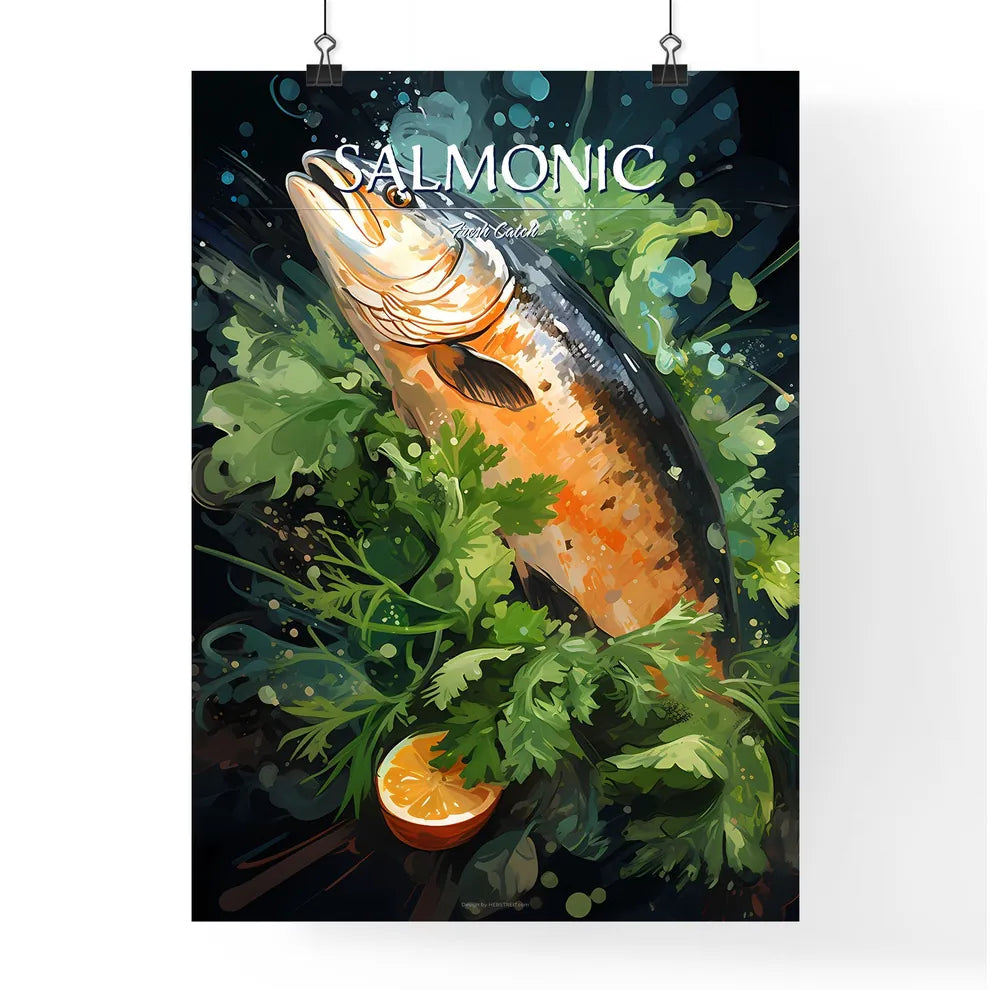 Atlantic Salmon With A Rocket Salad Garnished  Poster