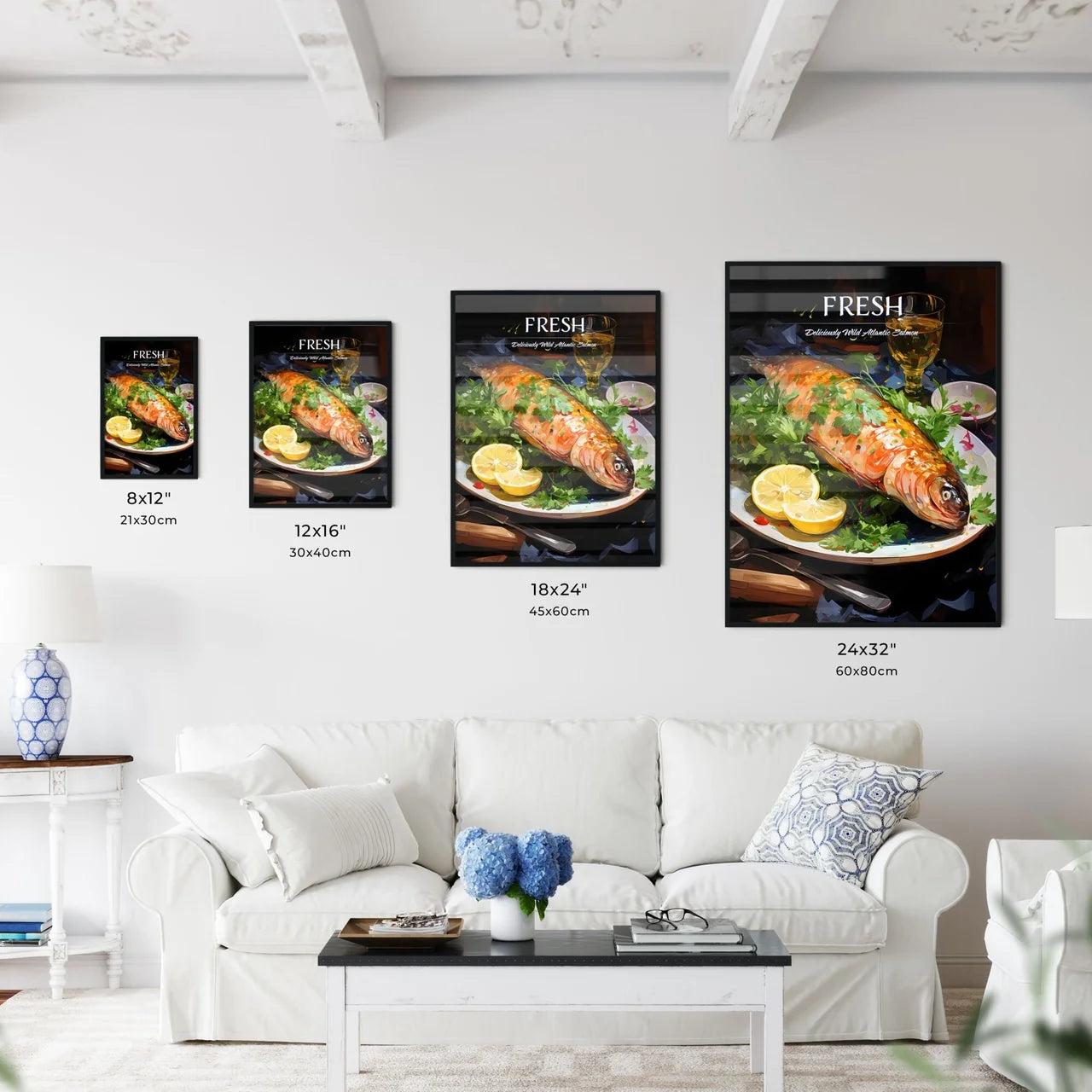 Atlantic Salmon With A Rocket Salad Garnished  Size Chart