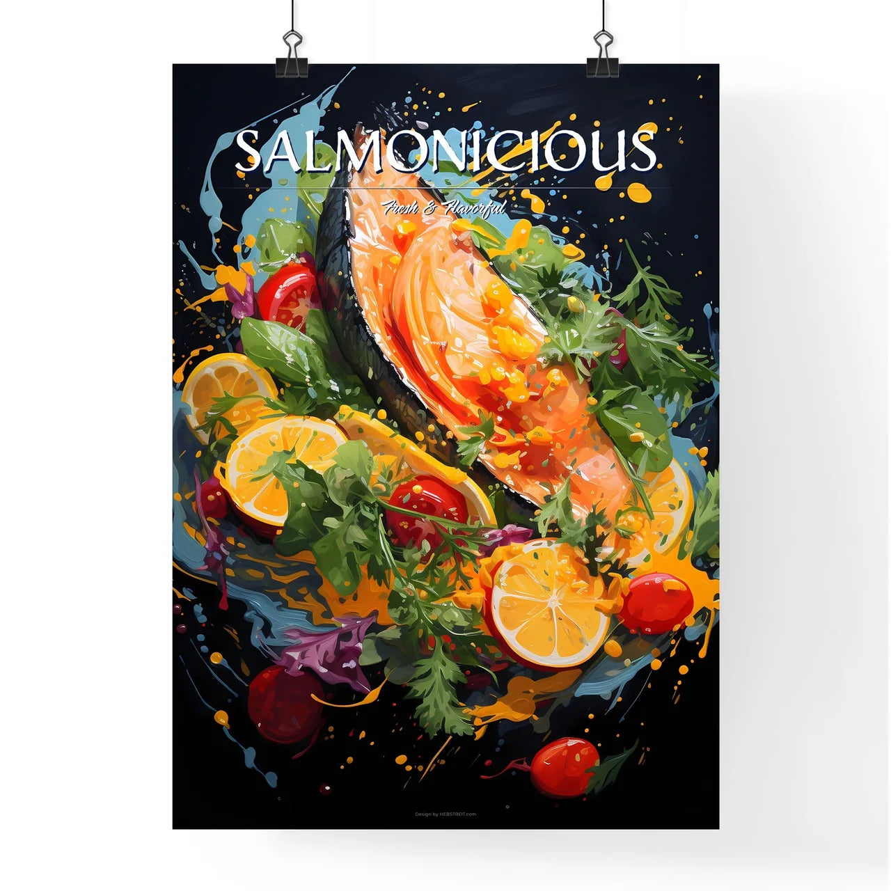 Atlantic Salmon With A Rocket Salad Garnishe Poster