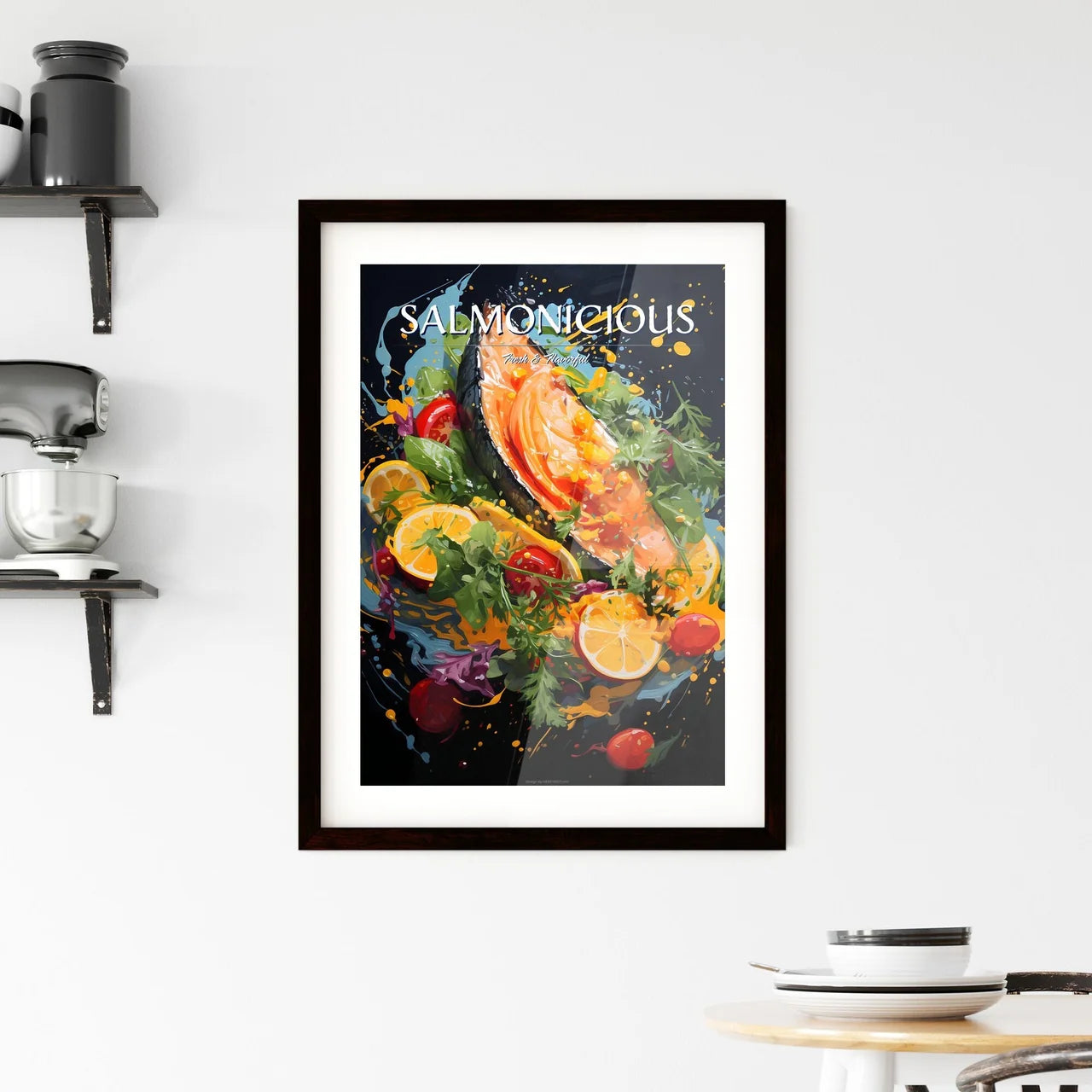 Atlantic Salmon With A Rocket Salad Garnishe Framed Print