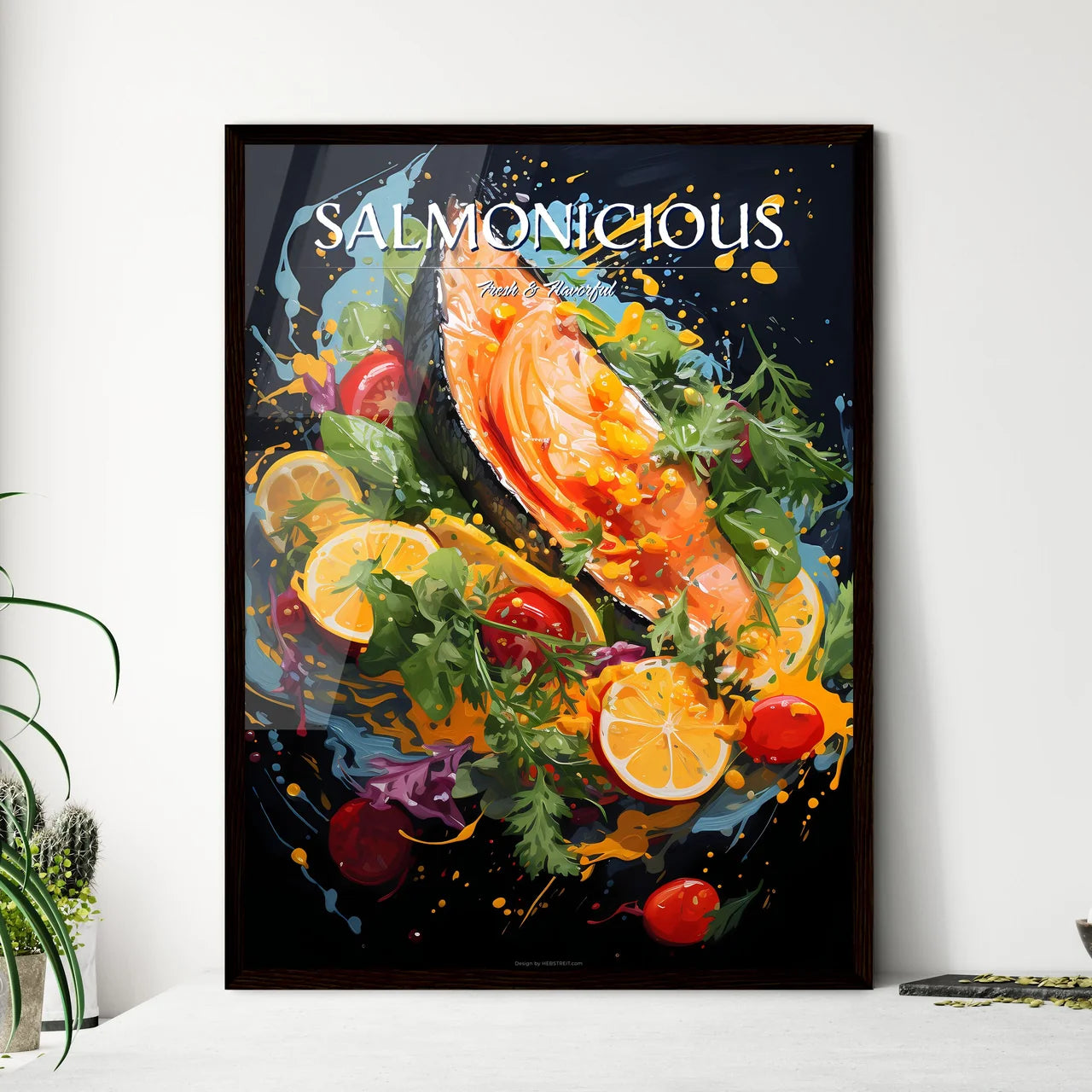 Atlantic Salmon With A Rocket Salad Garnishe - Framed Art Print