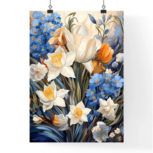 Beautiful Field Of Spring Flowers With Narci Poster