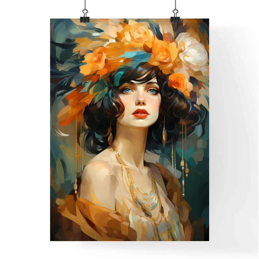 Beautiful Woman Retro Flapper Style Roaring  Poster