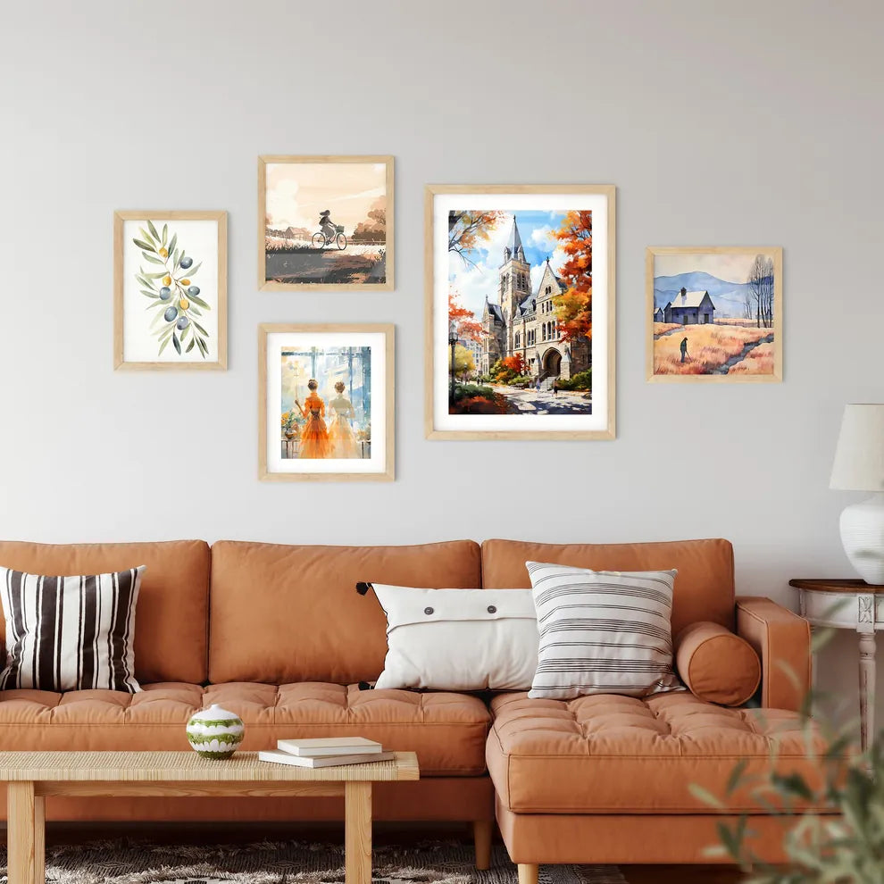 Building At Colgate University Located In - A Building With A Tower And A Walkway With Trees And People Walking Interior Design