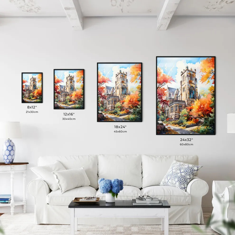 Building At Colgate University Located In - A Painting Of A Building With Trees And A Path Size Chart