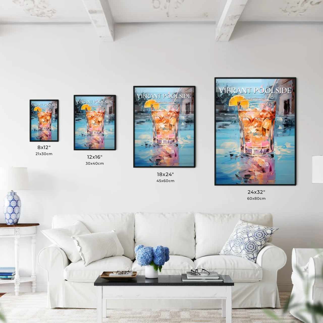 Colorful Cocktail In Front Of Attractive Blu - Kitchen Hangings