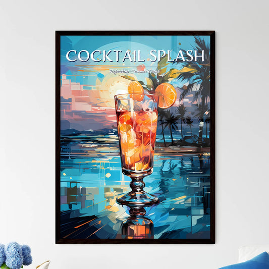 Colorful Cocktail In Front Of Attractive Blu - Framed Art Print