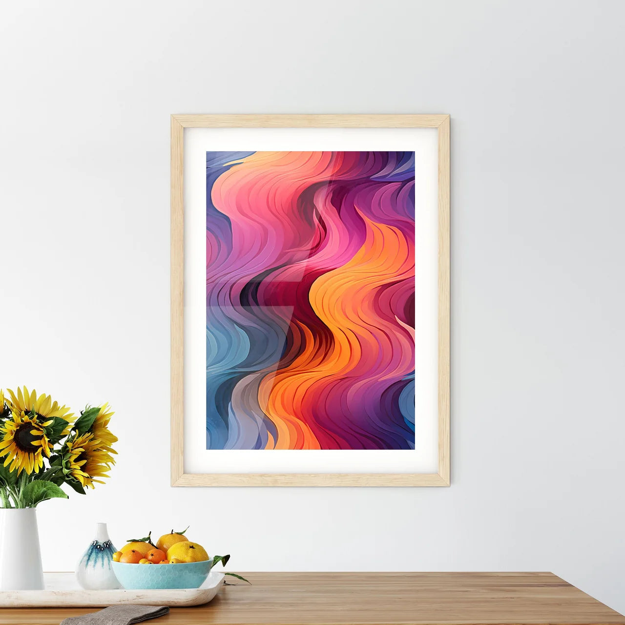 Colorful Geometric Seamless Repetitive Curvy Framed Print