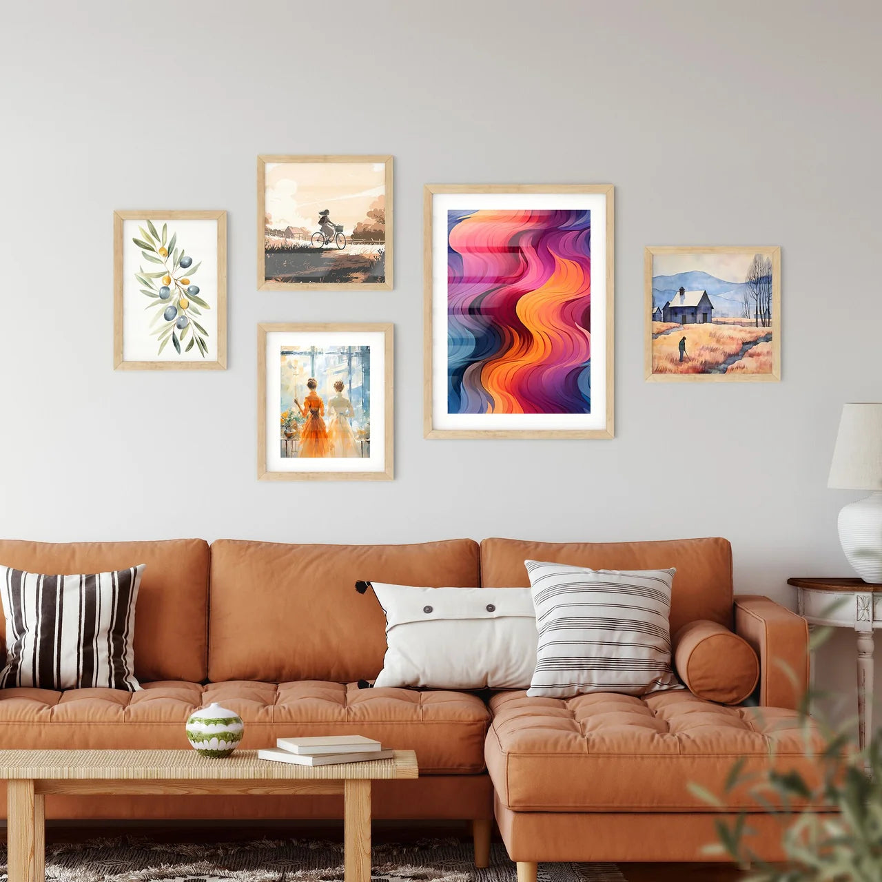 Colorful Geometric Seamless Repetitive Curvy Wall Art
