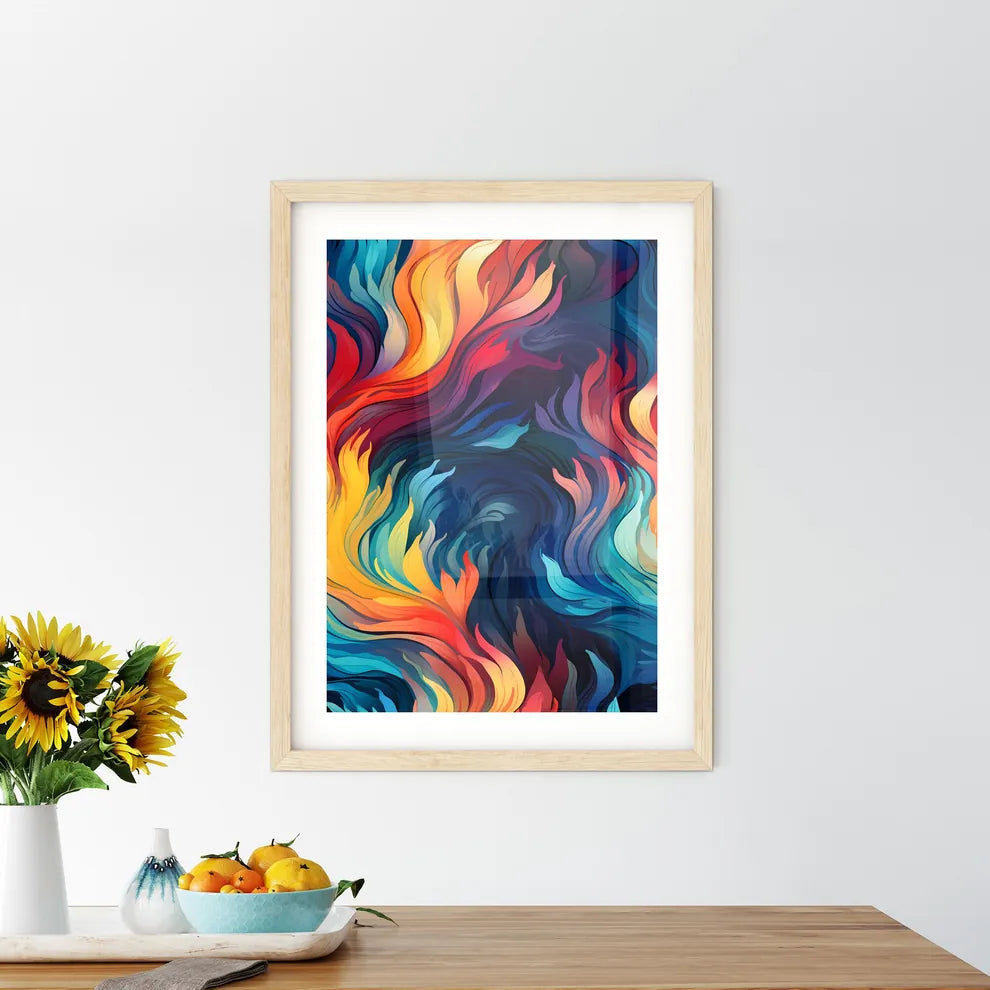 Colorful Geometric Seamless Repetitive Curvy Framed Print