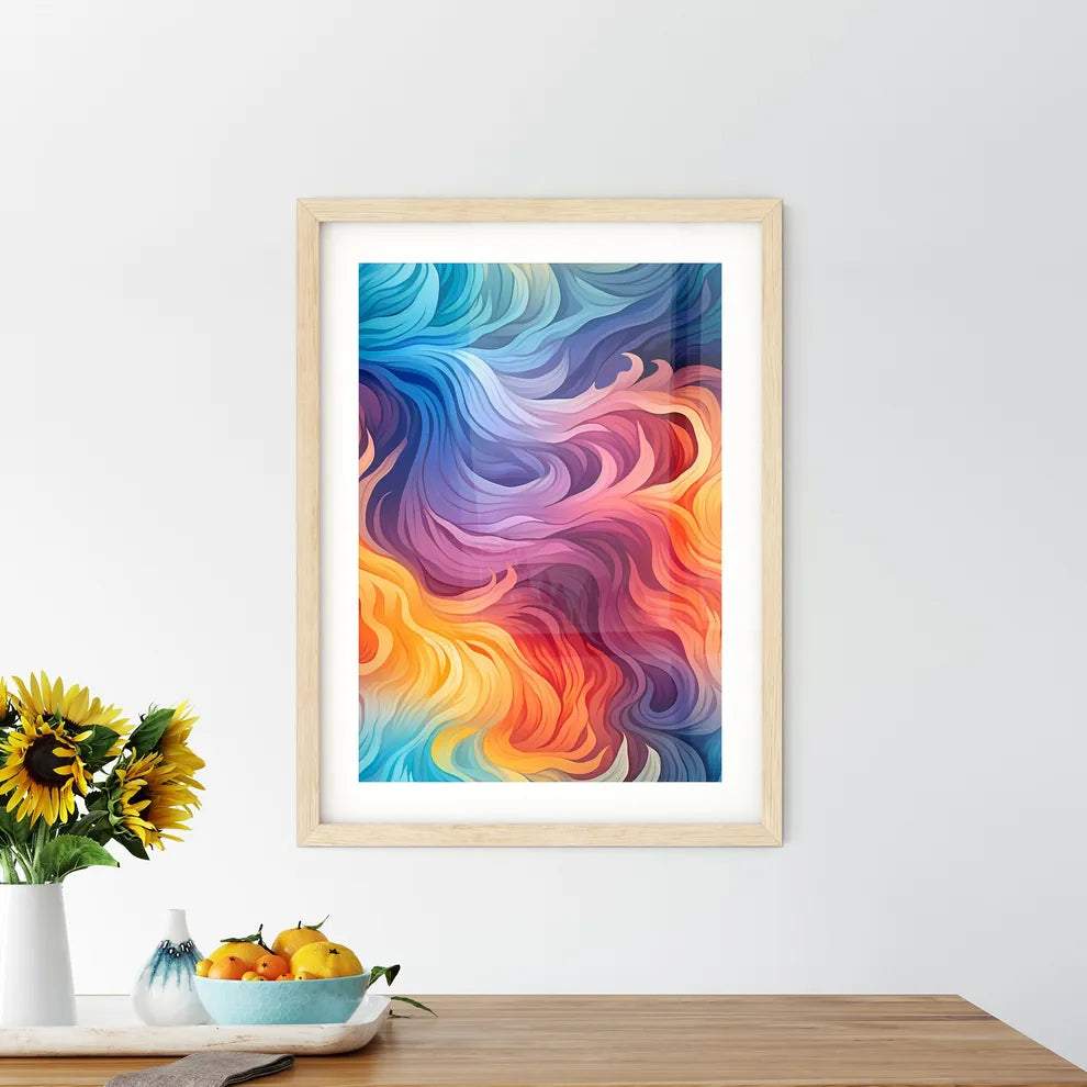 Colorful Geometric Seamless Repetitive Curvy Framed Print