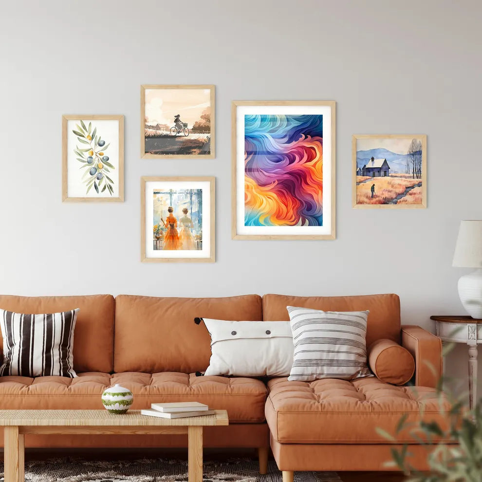 Colorful Geometric Seamless Repetitive Curvy Wall Art