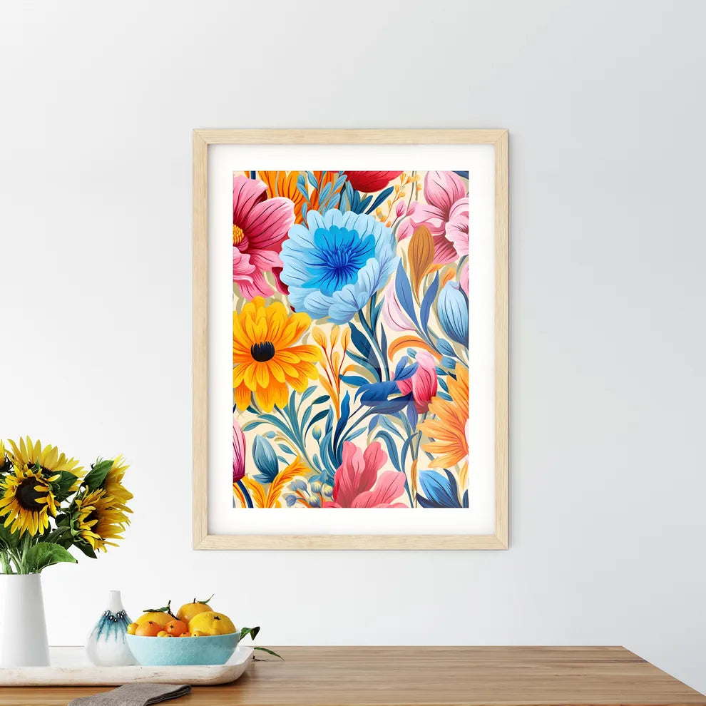 Cute Simple Flowers Seamless Pattern Backgro Framed Print
