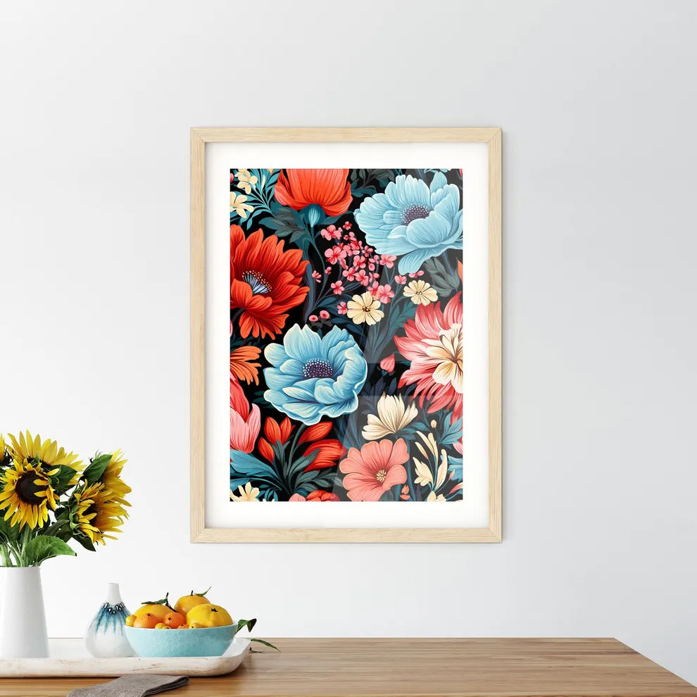 Cute Simple Flowers Seamless Pattern Backgro Framed Print