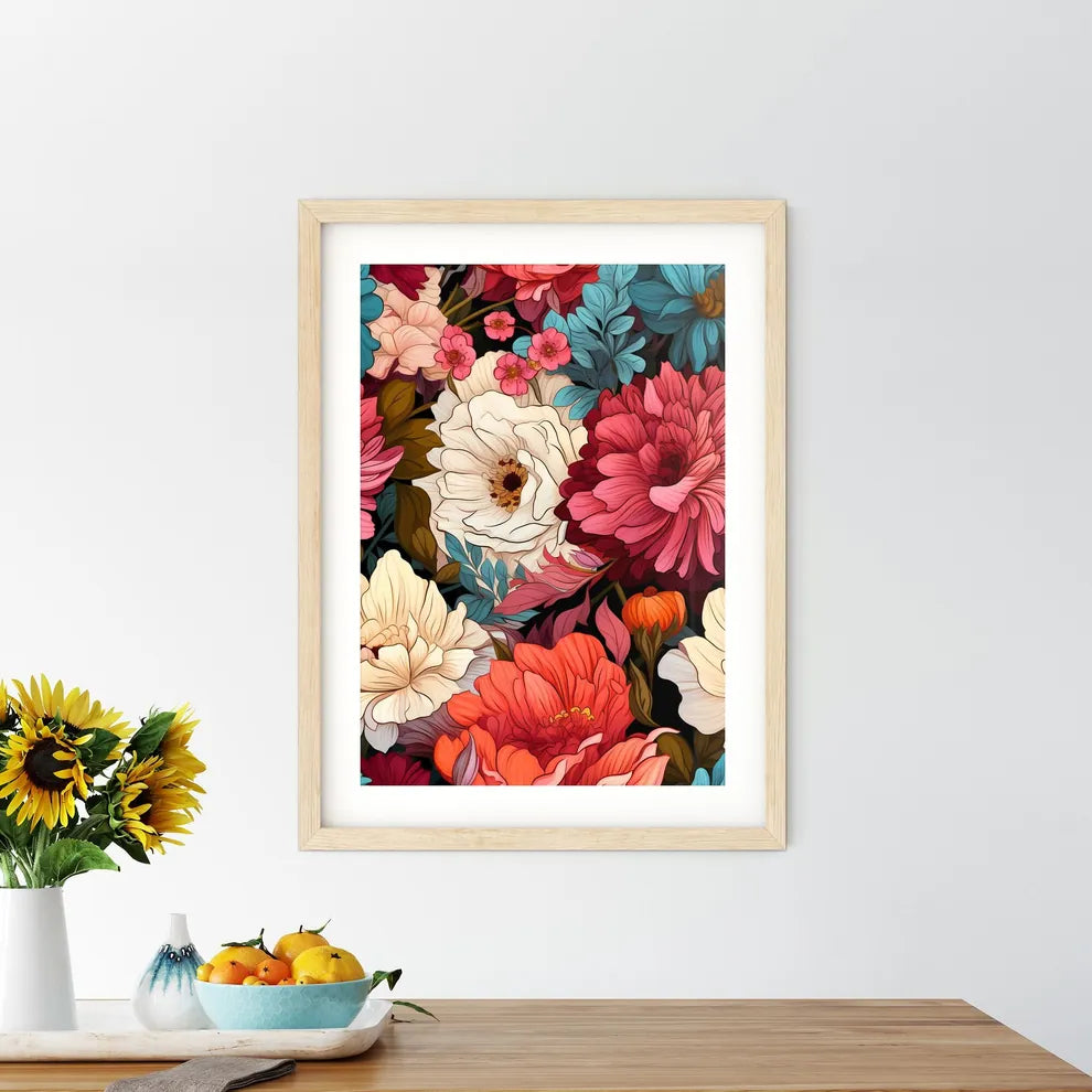 Cute Simple Flowers Seamless Pattern Backgro Framed Print