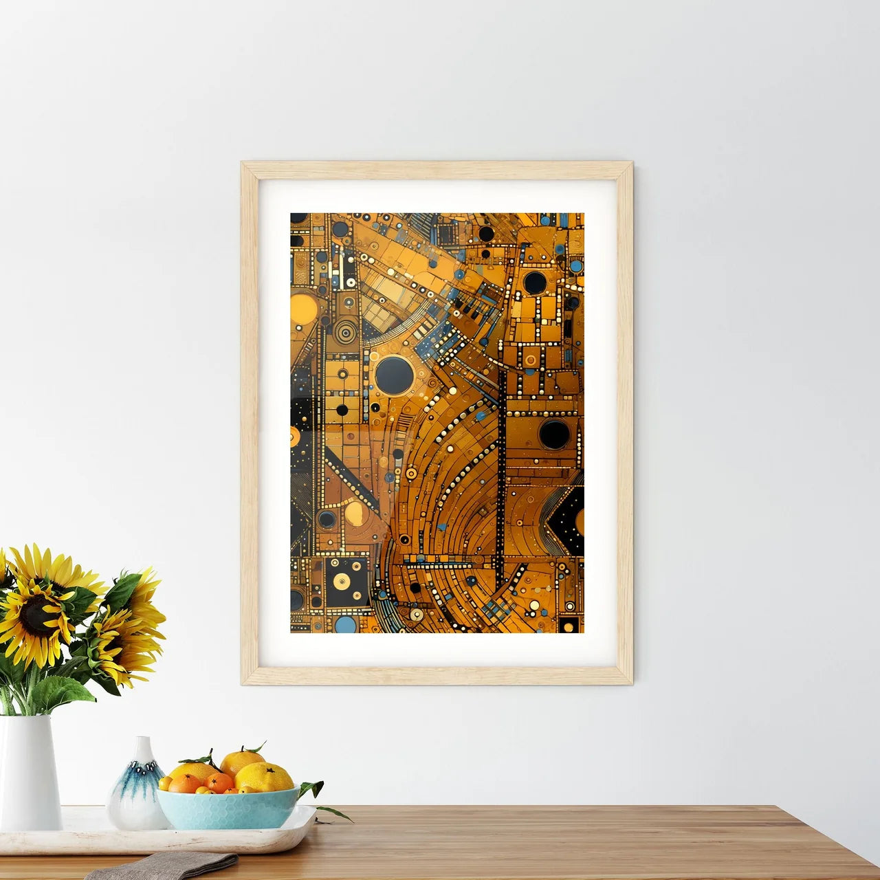 Dotted Geometric Ornament In Art Deco Style  Framed Print