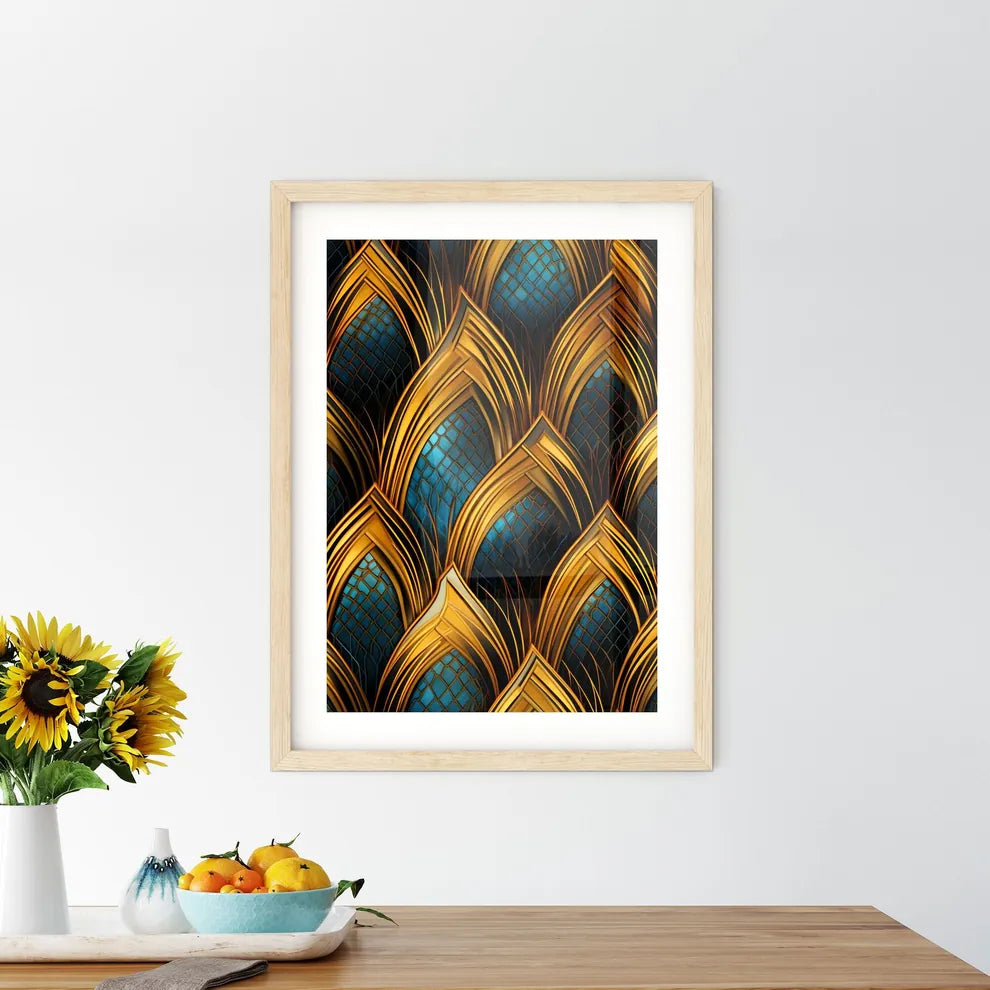 Dotted Geometric Ornament In Art Deco Style  Framed Print