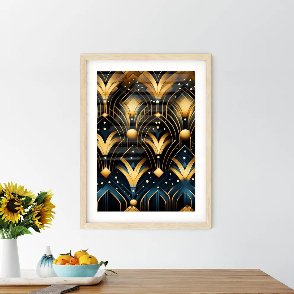 Dotted Geometric Ornament In Art Deco Style  Framed Print
