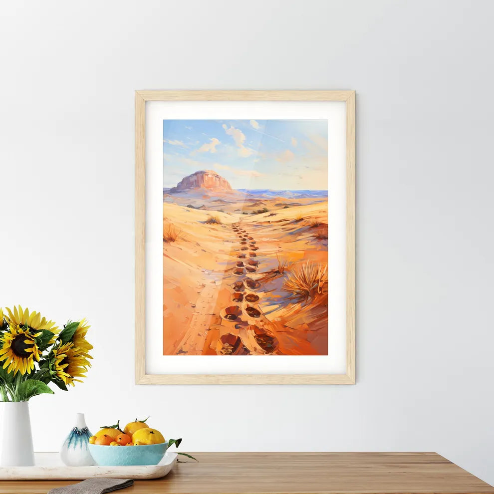 Footsteps On The Dunes In The Desert Near Me Framed Print