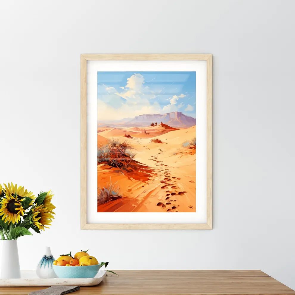 Footsteps On The Dunes In The Desert Near Me Framed Print