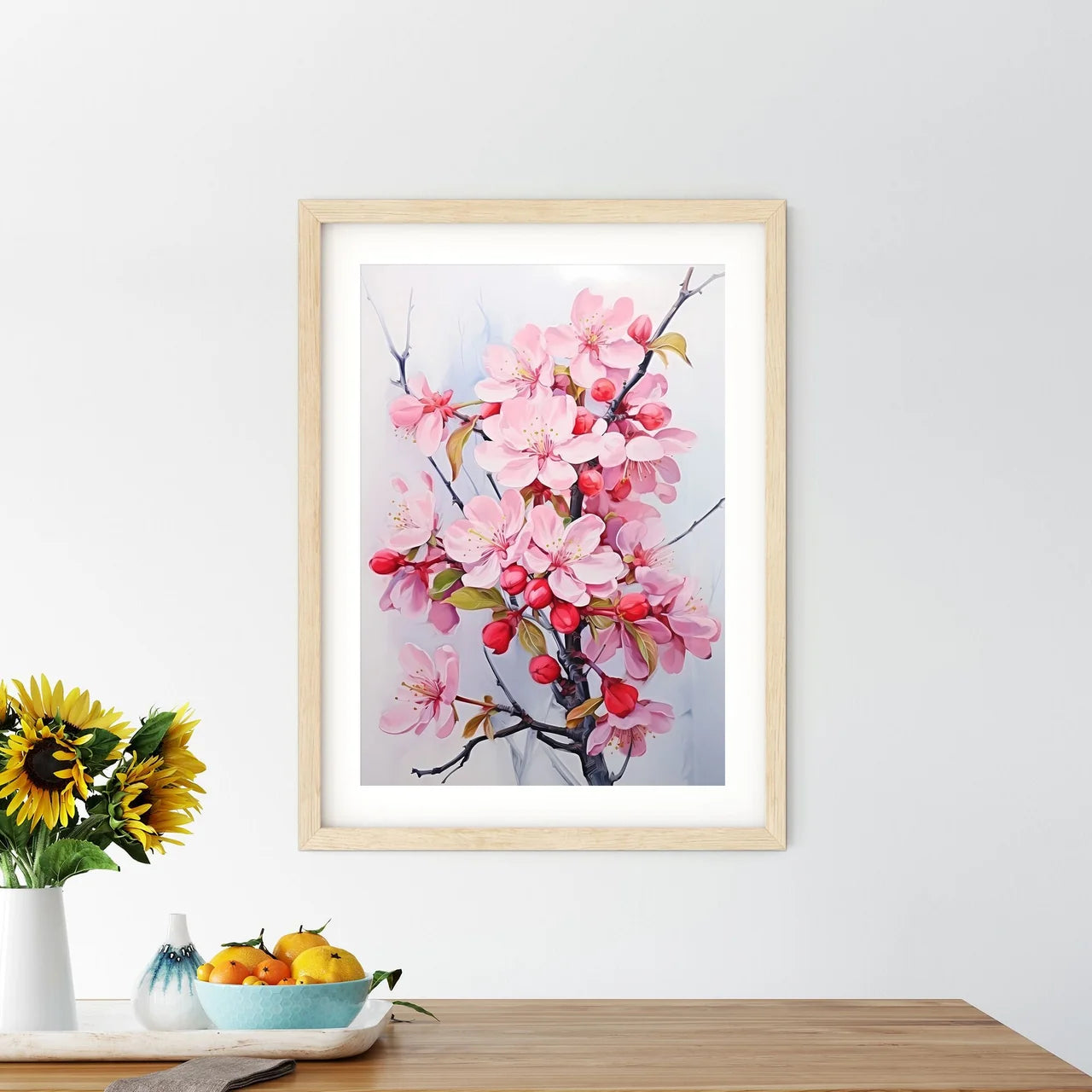 Fresh Pink Soft Spring Apple Tree Blossoms O Framed Print