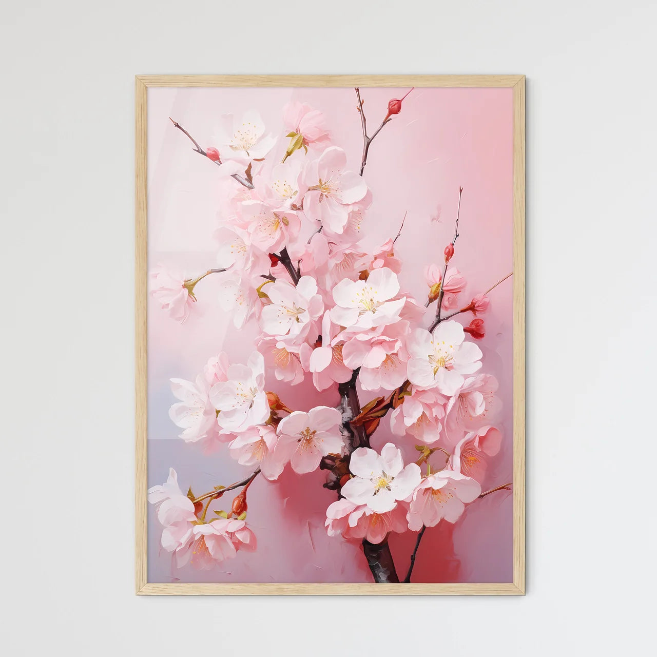 Fresh Pink Soft Spring Cherry Tree Blossoms  - Framed Art Print