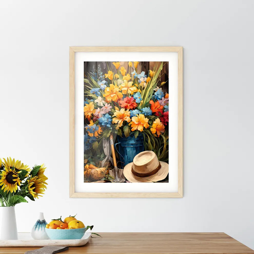 Gardening Tools And A Straw - A Painting O Framed Print
