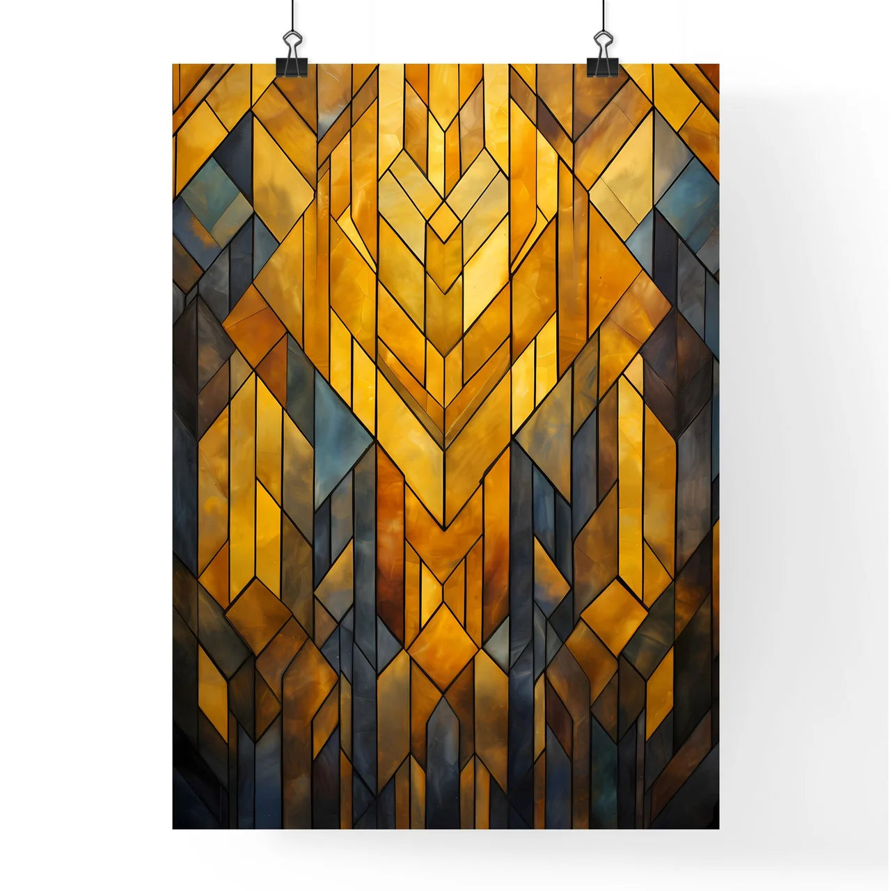 Geometric Ornament In Art Deco Style In Old  Poster