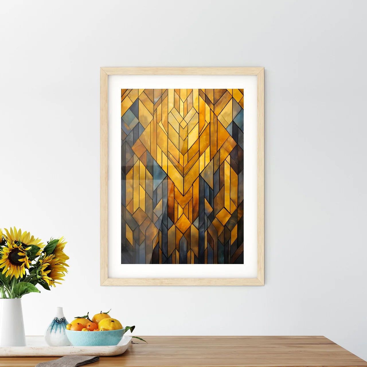 Geometric Ornament In Art Deco Style In Old  Framed Print