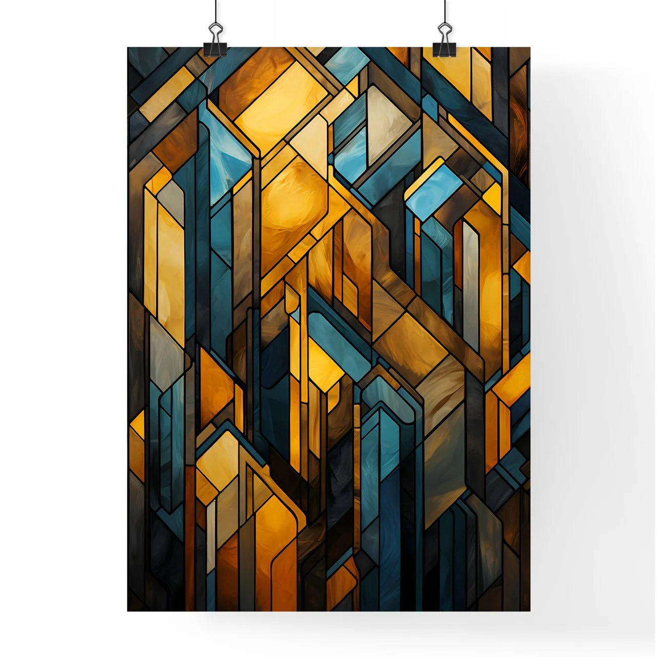 Geometric Ornament In Art Deco Style In Old  Poster