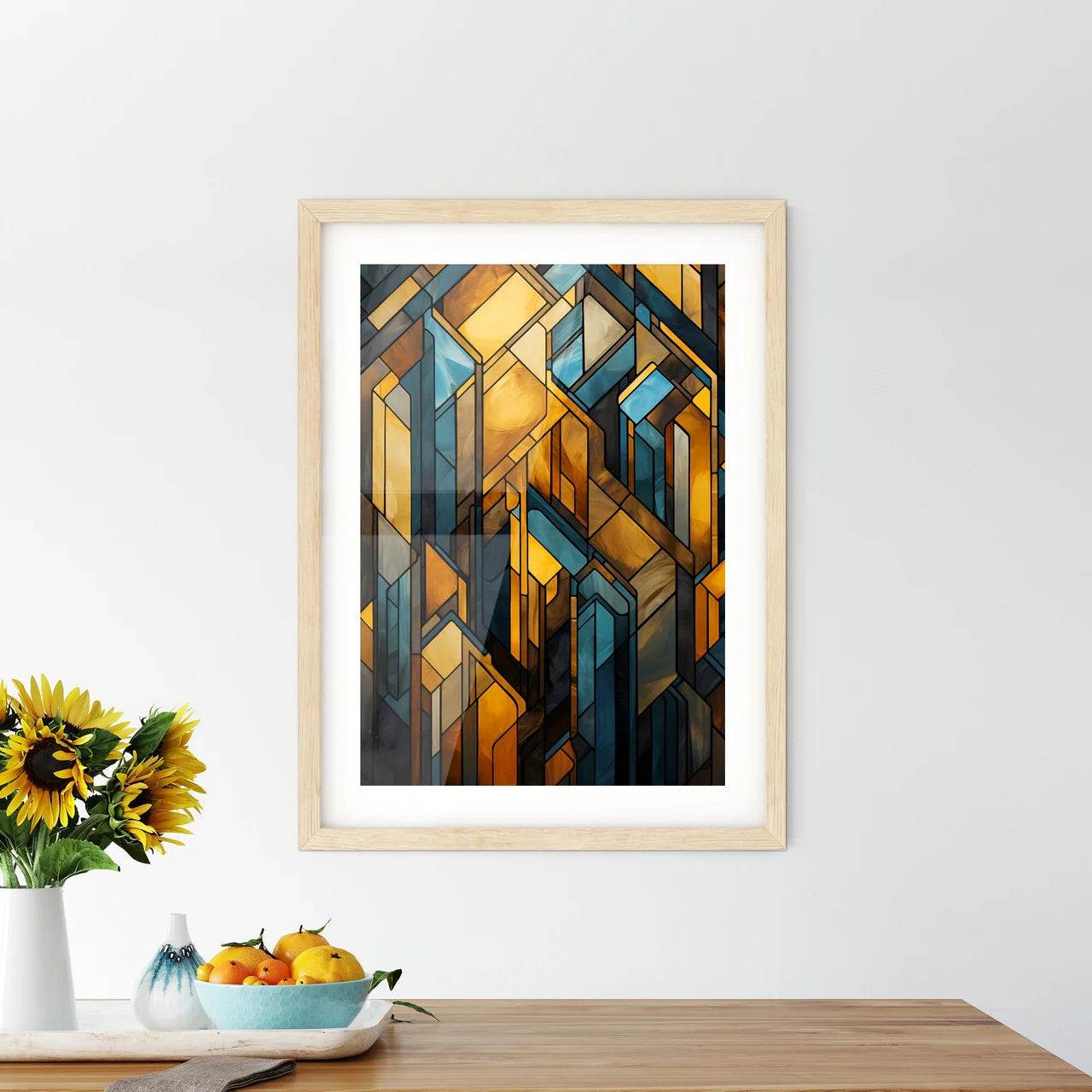 Geometric Ornament In Art Deco Style In Old  Framed Print
