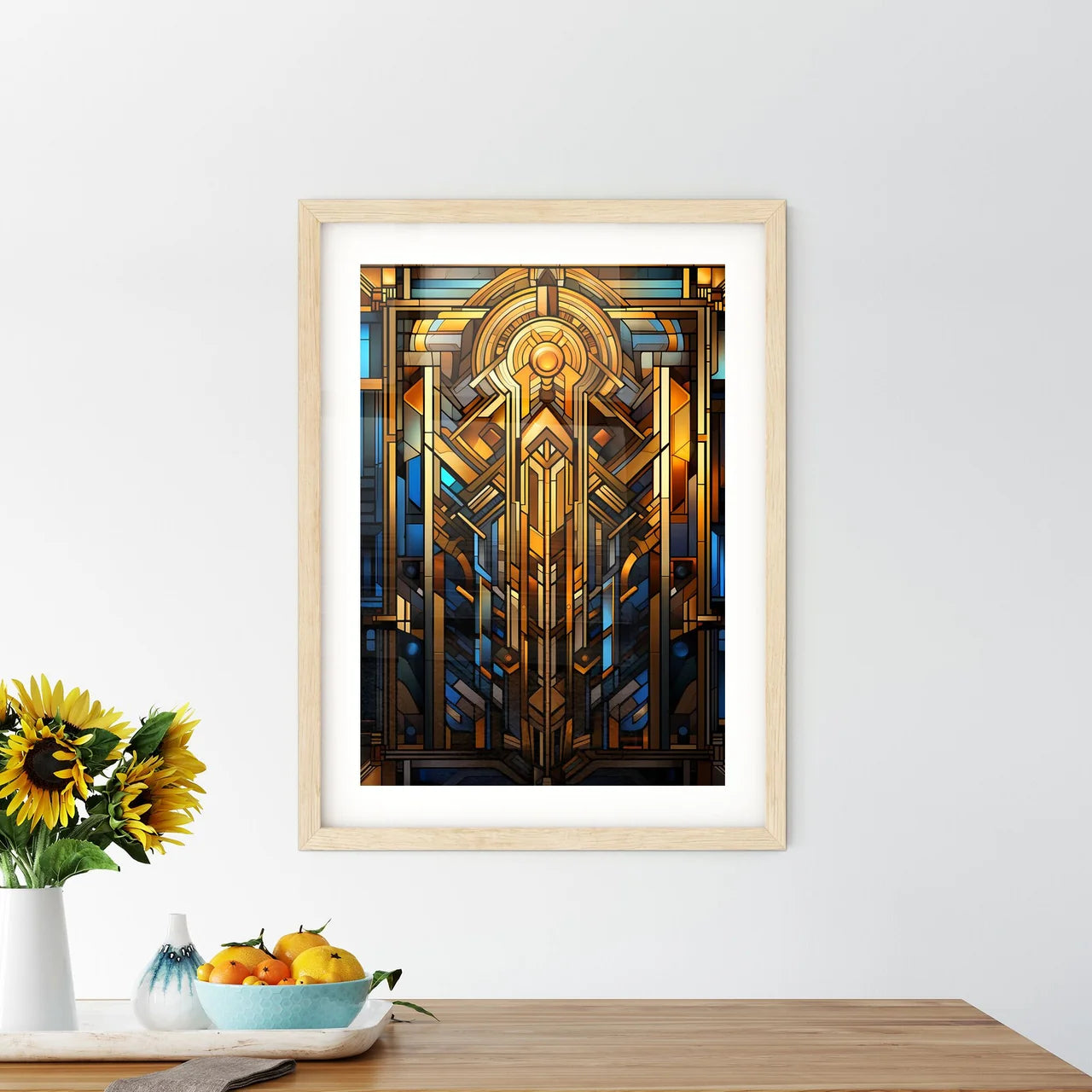 Geometric Ornament In Art Deco Style In Old  Framed Print