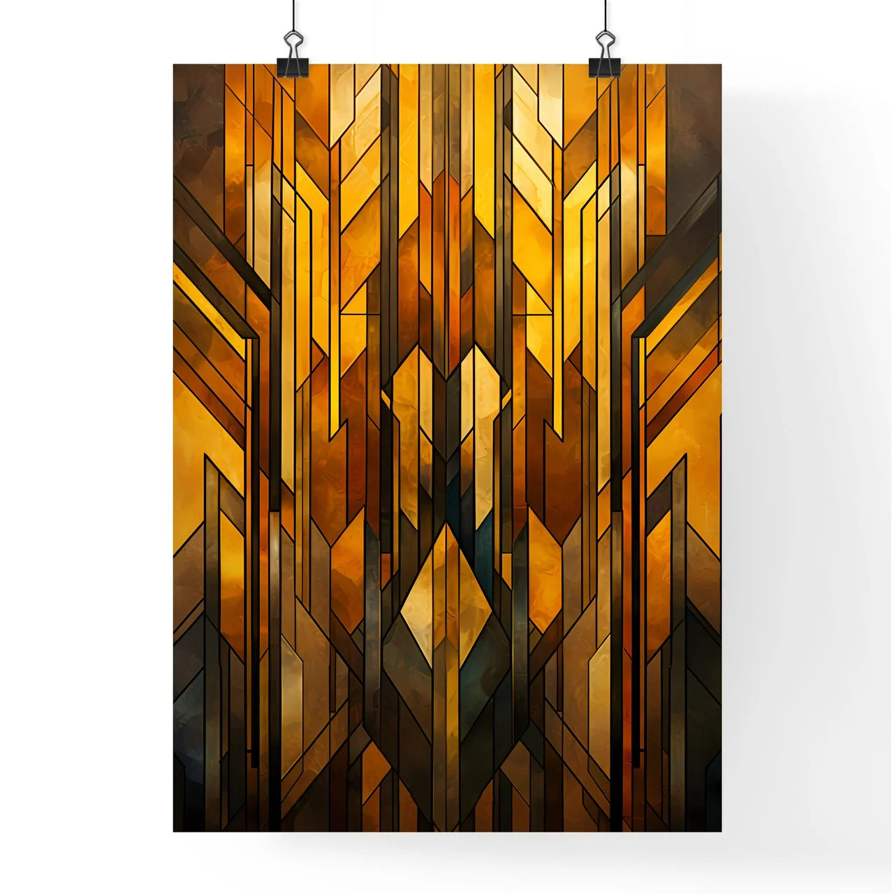 Geometric Ornament In Art Deco Style In Old  Poster