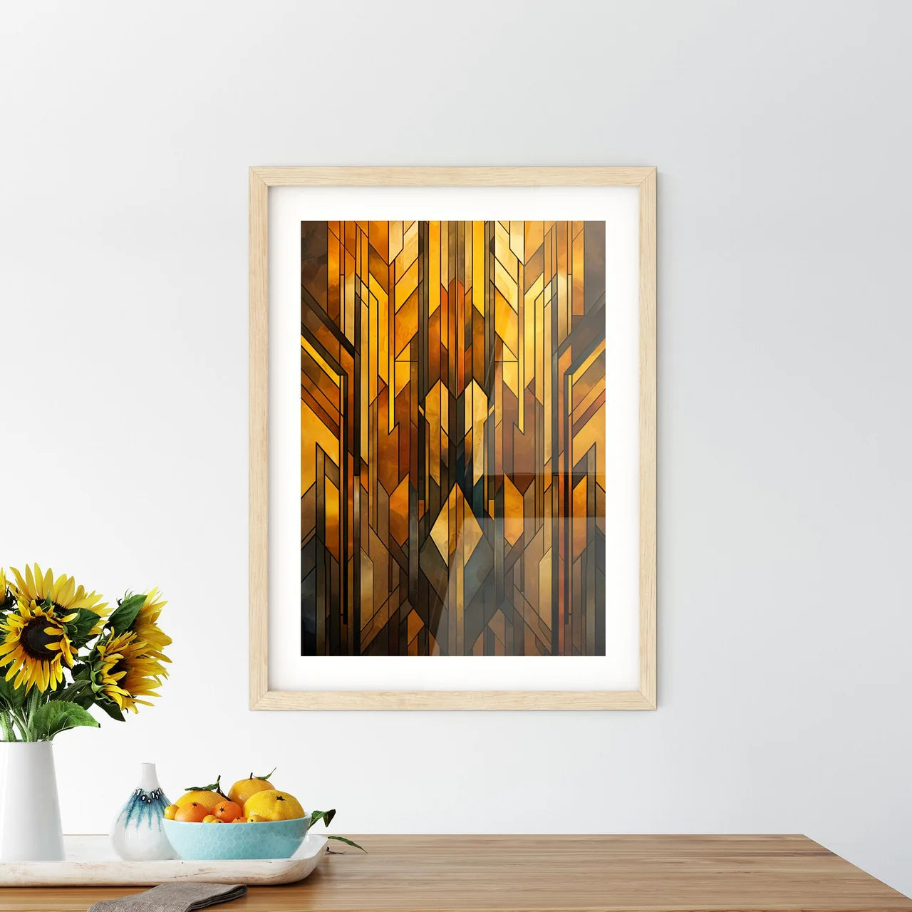 Geometric Ornament In Art Deco Style In Old  Framed Print