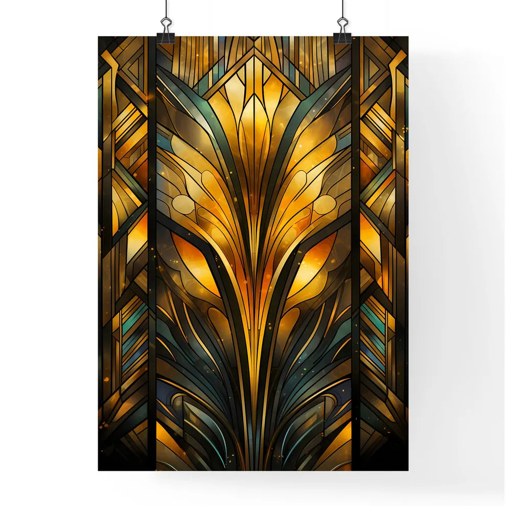 Geometric Ornament In Art Deco Style In Old  Poster