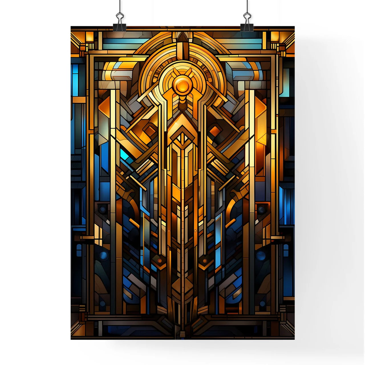 Geometric Ornament In Art Deco Style In Old  Poster