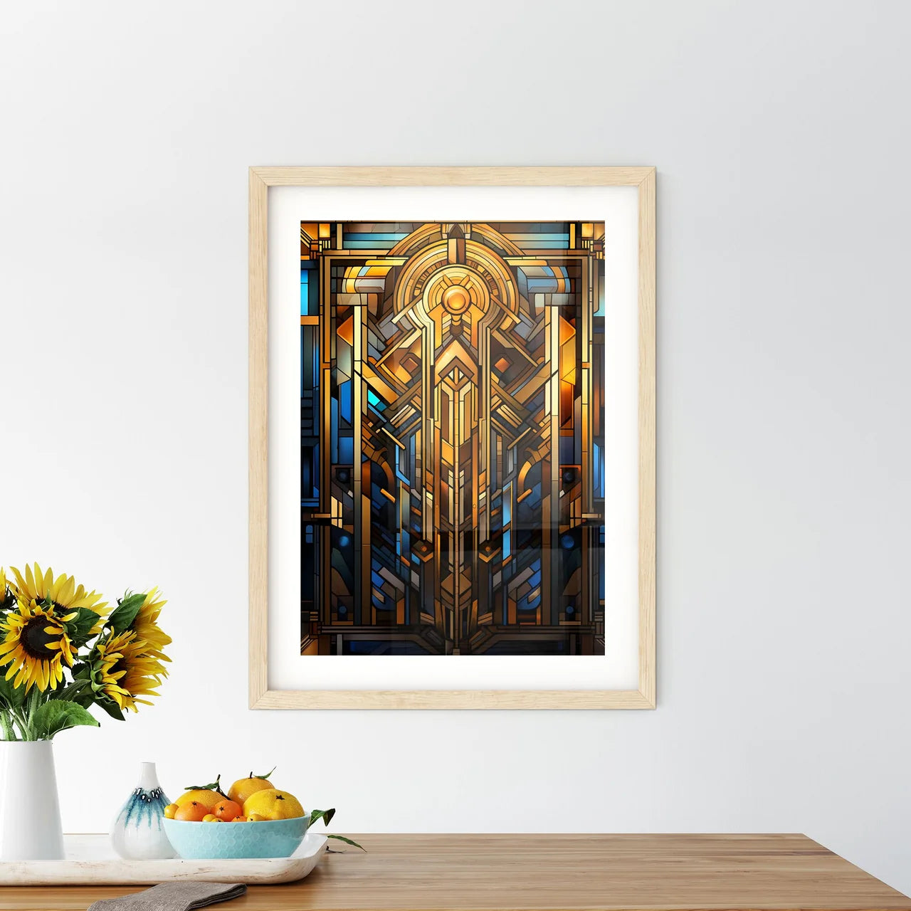 Geometric Ornament In Art Deco Style In Old  Framed Print