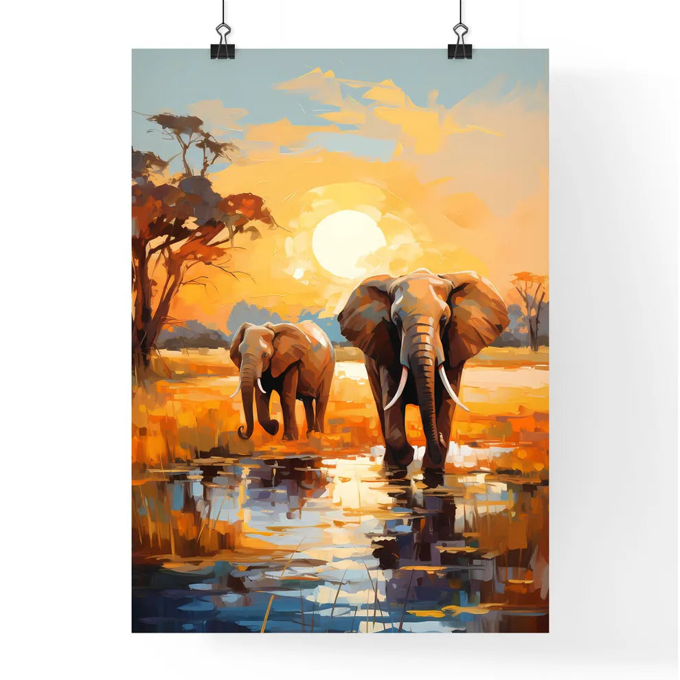 Herds Of Elephants On The Riverbank Of The Chobe  Poster