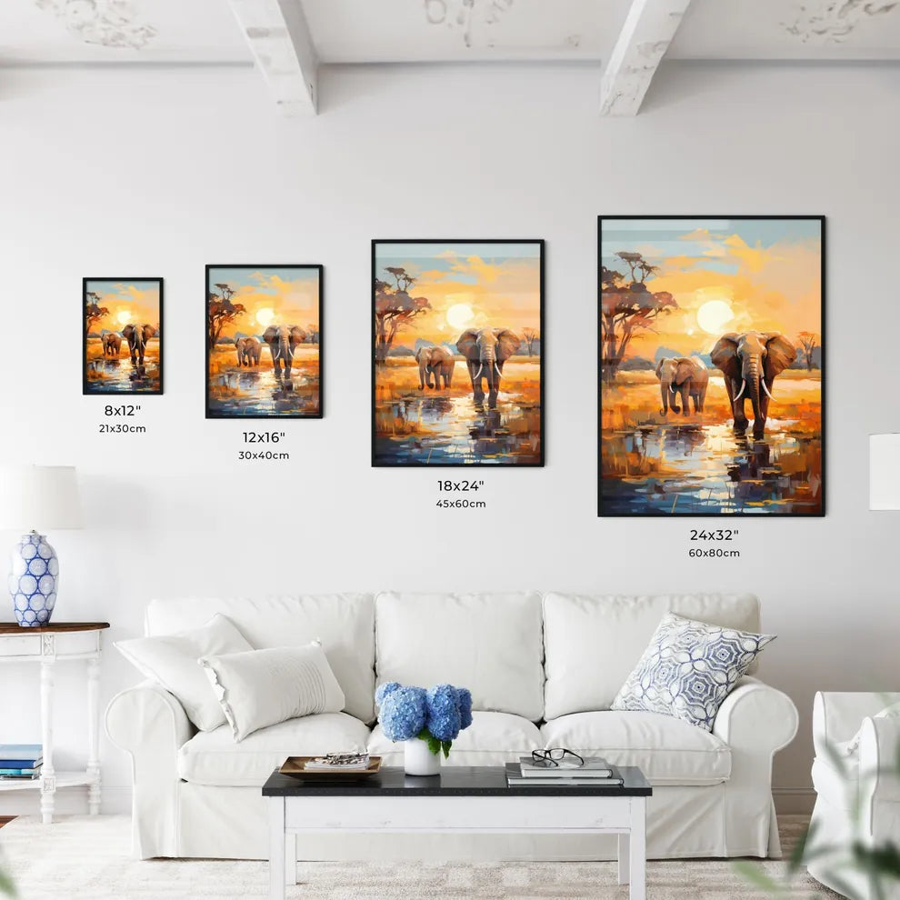 Herds Of Elephants On The Riverbank Of The Chobe  Size Chart