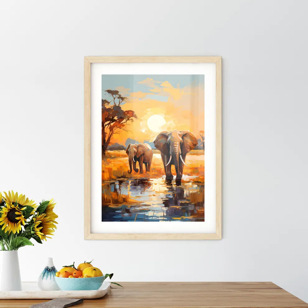 Herds Of Elephants On The Riverbank Of The Chobe  Framed Print