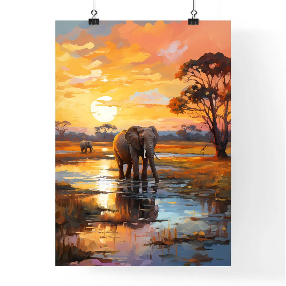 Herds Of Elephants On The Riverbank Of The Chobe  Poster