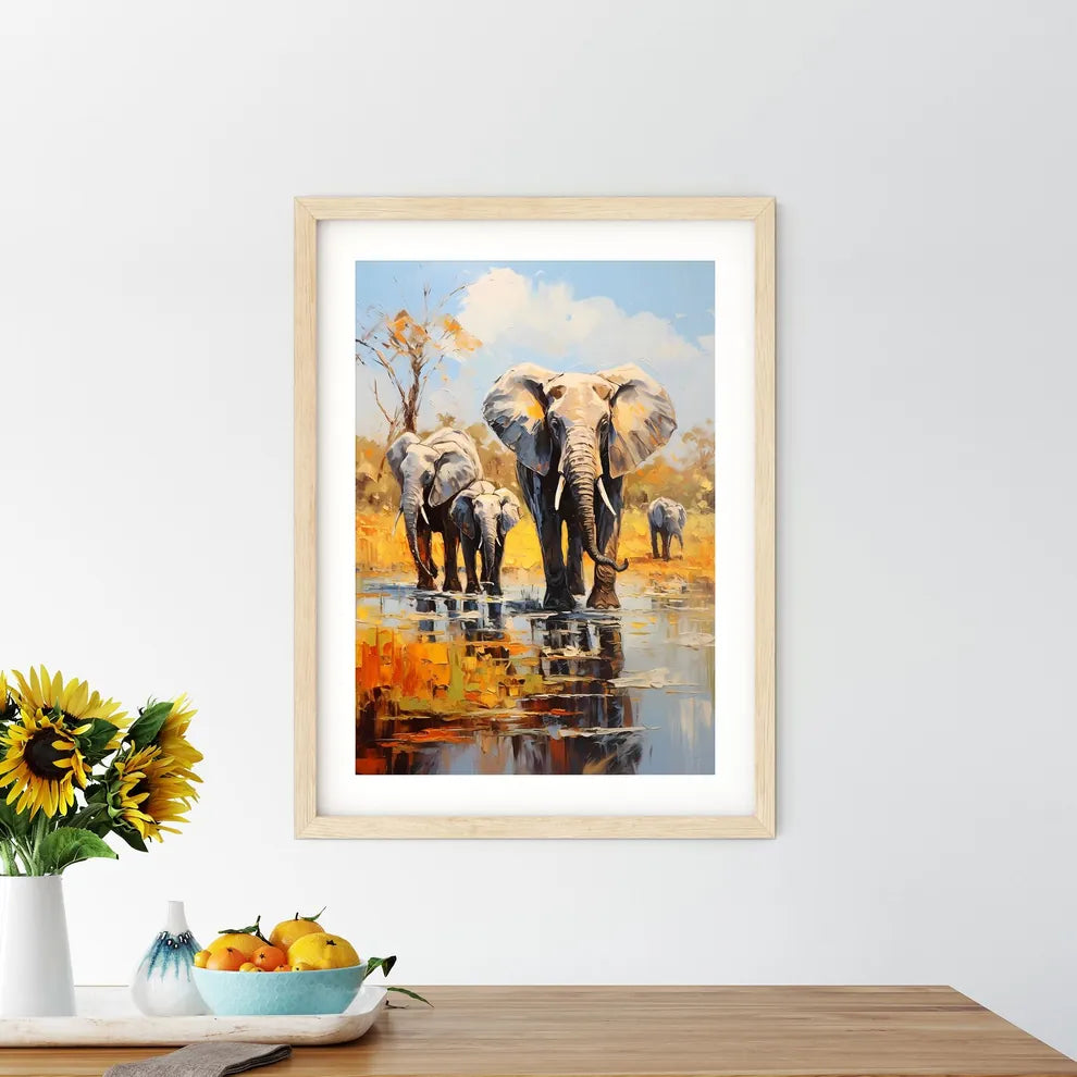 Herds Of Elephants On The Riverbank Of The Chobe  Framed Print