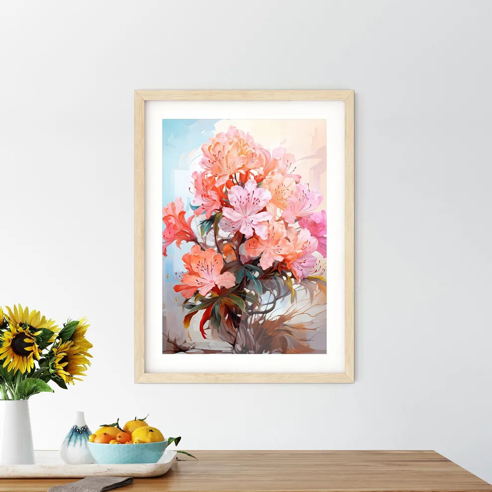 Home Plant Azalea Rhododendron Simsii On Lig Framed Print