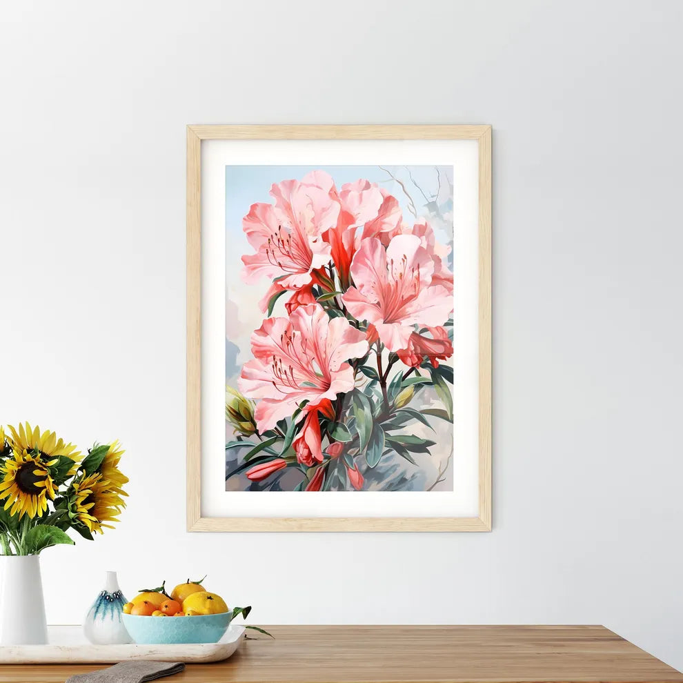 Home Plant Azalea Rhododendron Simsii On Lig Framed Print