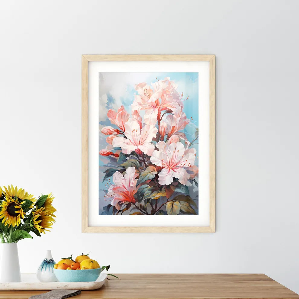 Home Plant Azalea Rhododendron Simsii On Lig Framed Print