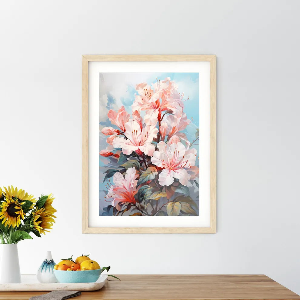 Home Plant Azalea Rhododendron Simsii On Lig Framed Print