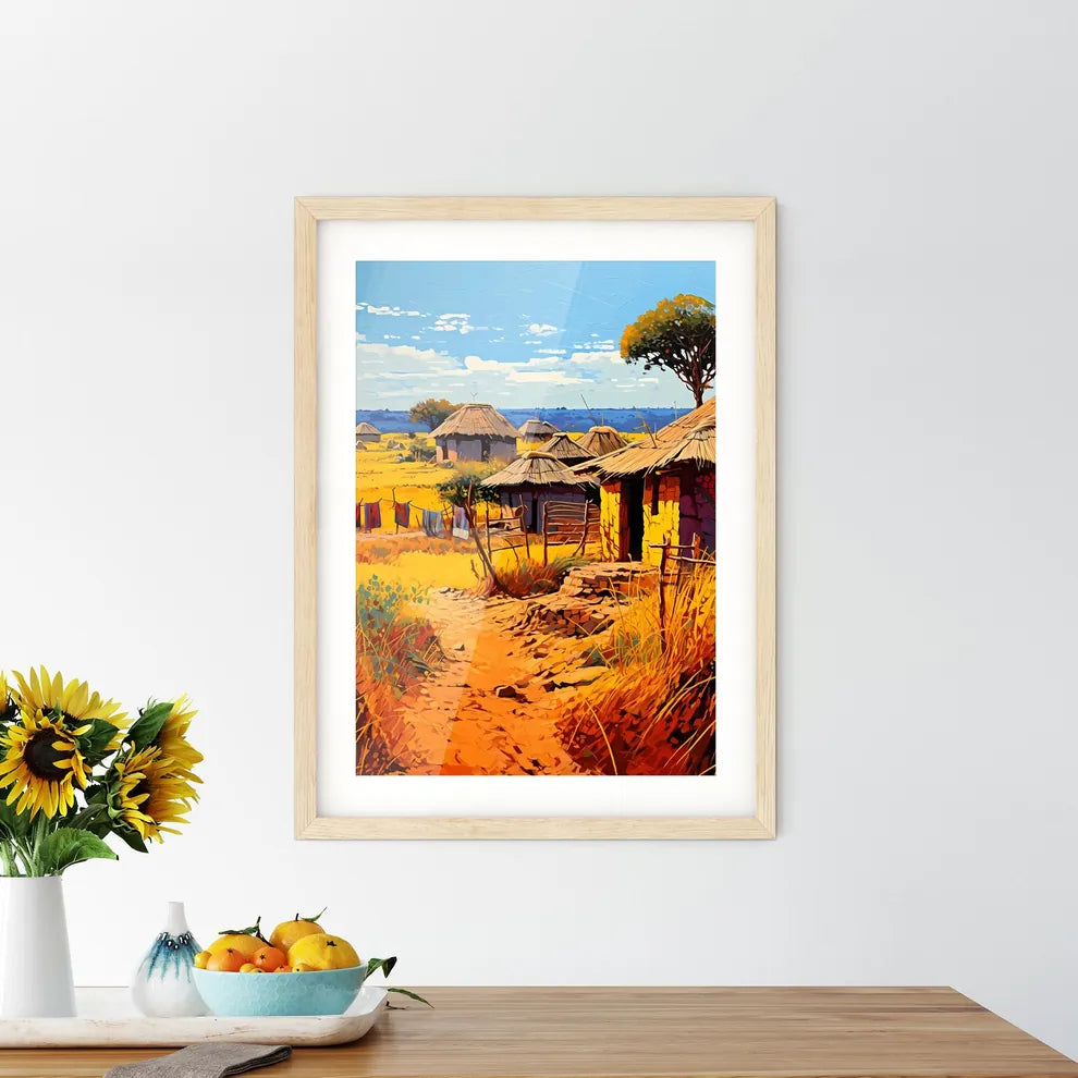 Massai - A Painting Of A Village Custom Print